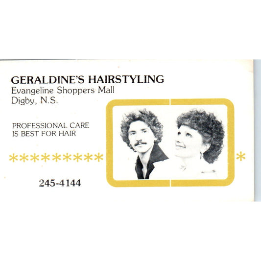 Geraldine's Hairstyling Digby Nova Scotia Vintage Business Card SD8-B10