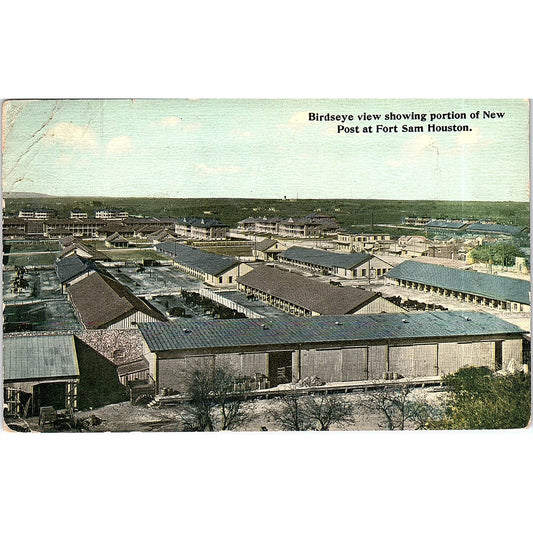 c1920 WWI Birds Eye View Showing New Post at Fort Sam Houston Postcard PE7