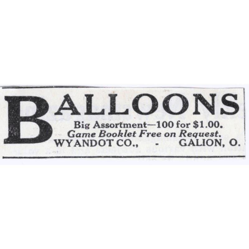 1931 Wyandot Co Galion O Balloons Original Magazine Advertisement AE5-SA2