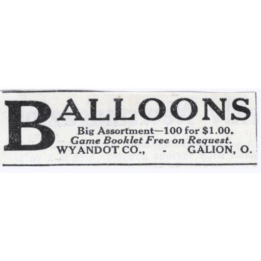 1931 Wyandot Co Galion O Balloons Original Magazine Advertisement AE5-SA2