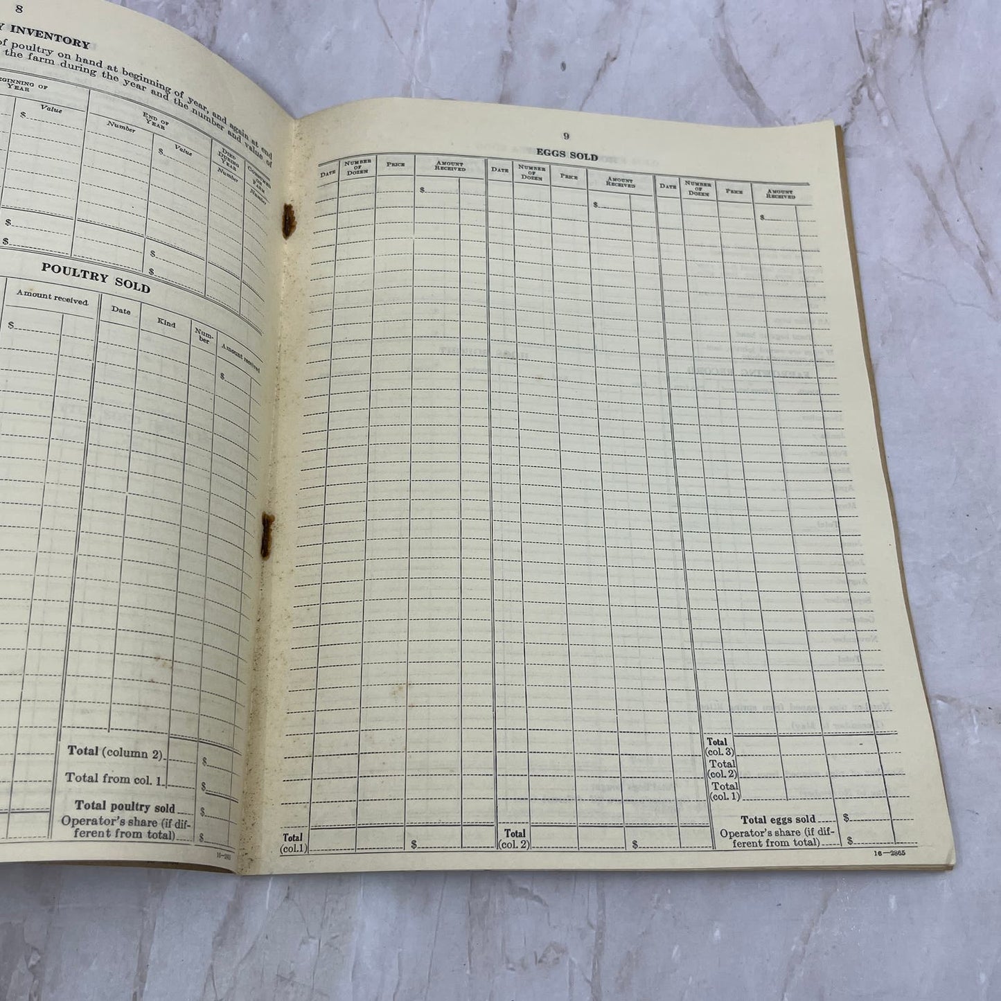 1930s Blank Farm Record Book US Department of Agriculture TG8-VV
