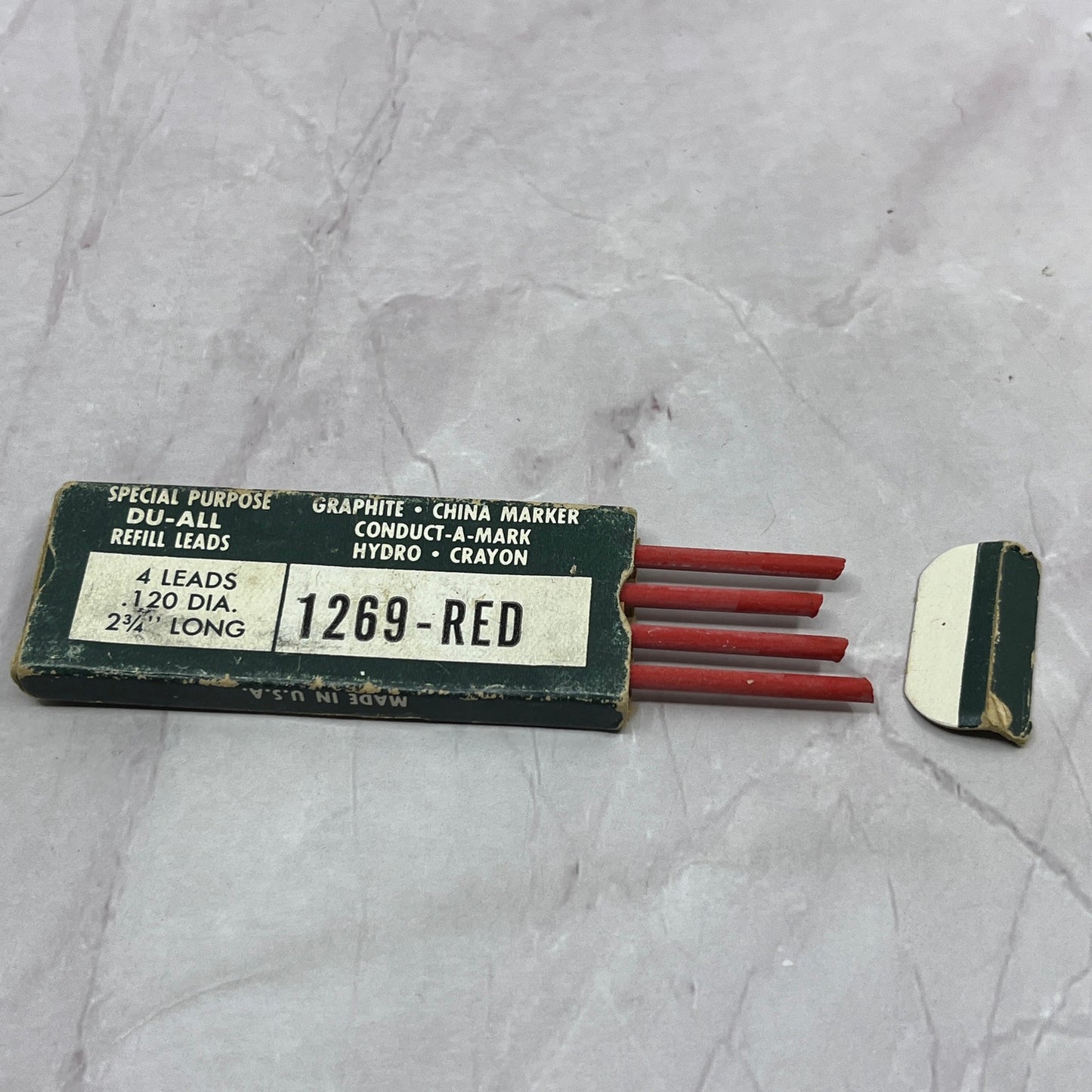 Vintage Du-All Refill Leads NOS 4 Leads .12 Dia 1269-Red SC1