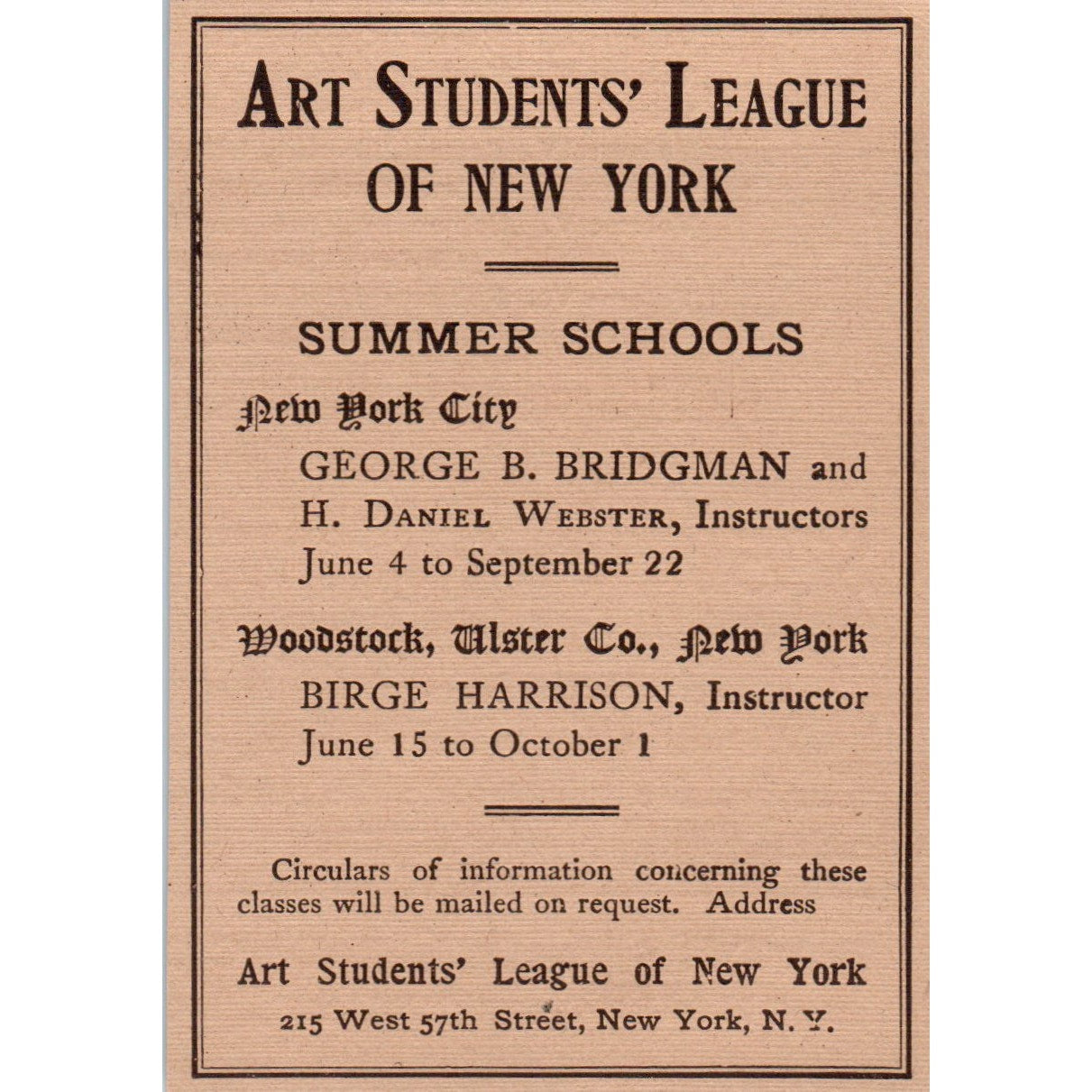 Art Students' League of NY George B. Bridgman Birge Harrison 1906 Ad AB8-MA2
