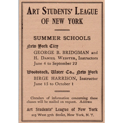Art Students' League of NY George B. Bridgman Birge Harrison 1906 Ad AB8-MA2