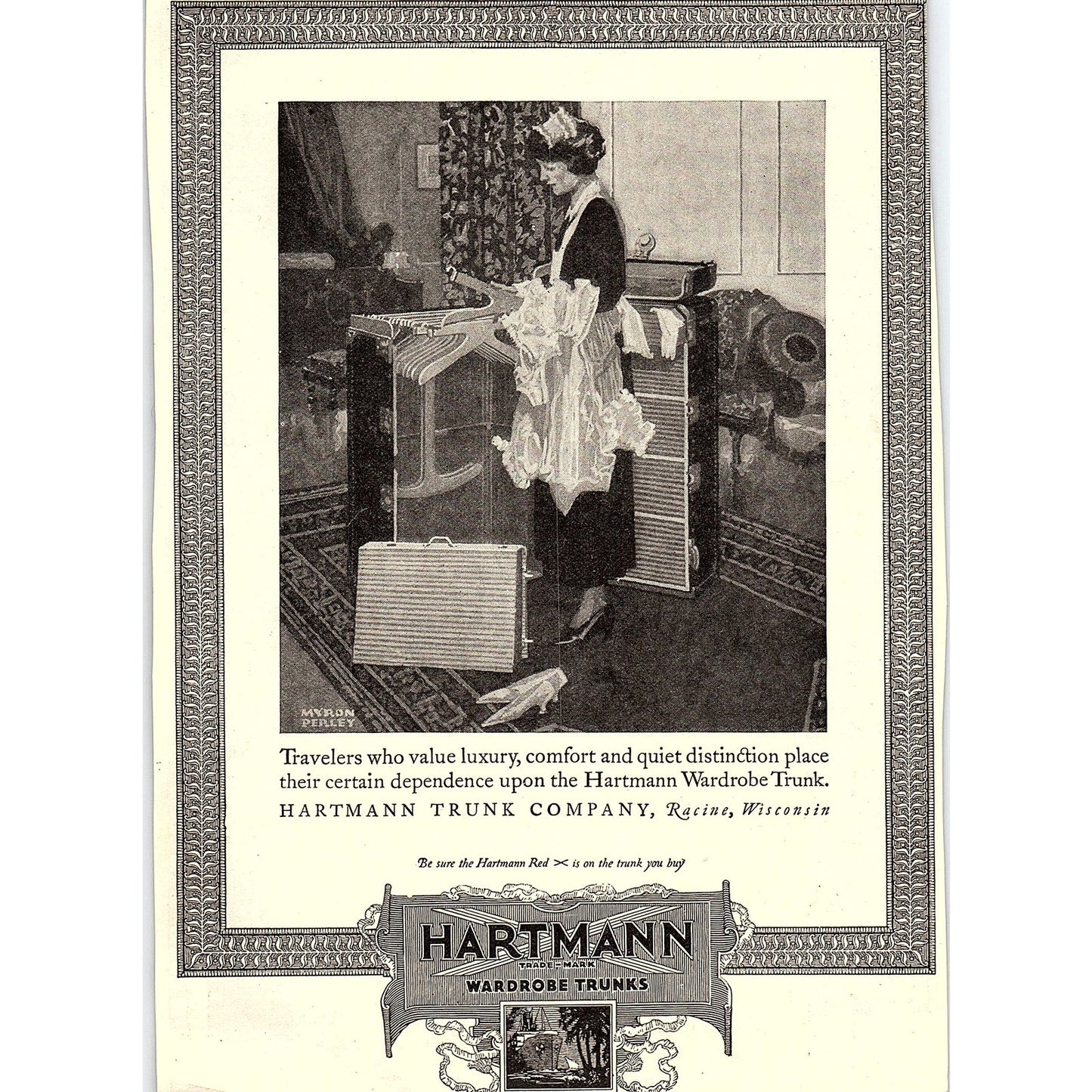Hartmann Wardrobe Trunks - Hartmann Trunk Company Racine WI c1920 Ad AF8-10