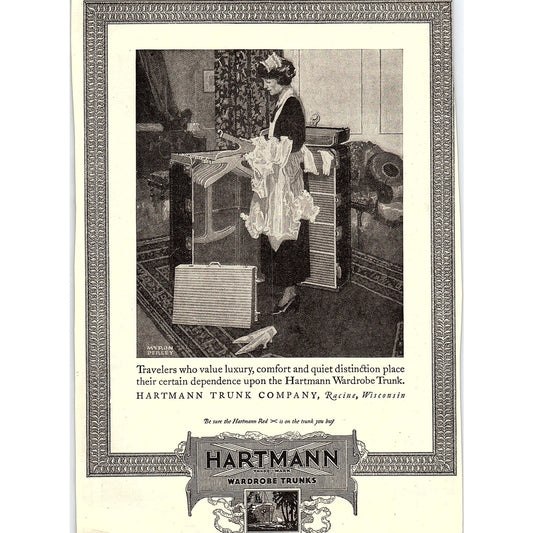 Hartmann Wardrobe Trunks - Hartmann Trunk Company Racine WI c1920 Ad AF8-10