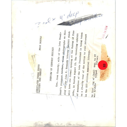 Joan Kennedy at JFK Library 1964 8x10 Original Press Photo D1-P