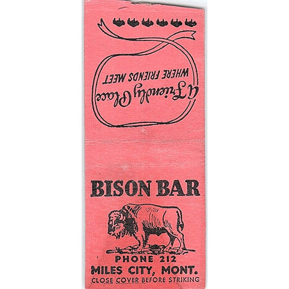 Bison Bar Miles City Montana Vintage Matchbook Cover SF3-Y4