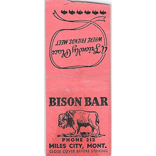 Bison Bar Miles City Montana Vintage Matchbook Cover SF3-Y4
