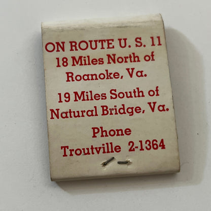 Shenandoah Motor Court Troutville Roanoke VA Vintage Matchbook Cover TB6-MB1-2