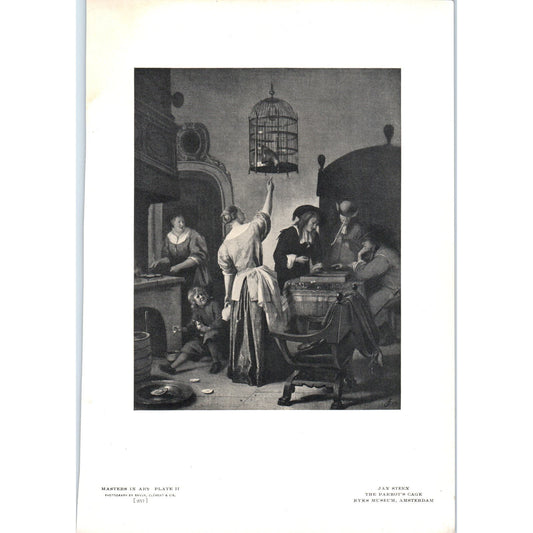 The Parrot's Cage - Jan Steen c1905 Art Print D16