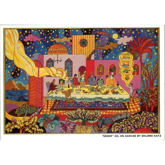 Seder - Shlomo Katz Deutser Art Gallery Advertising - Vintage Postcard AB8-RS1