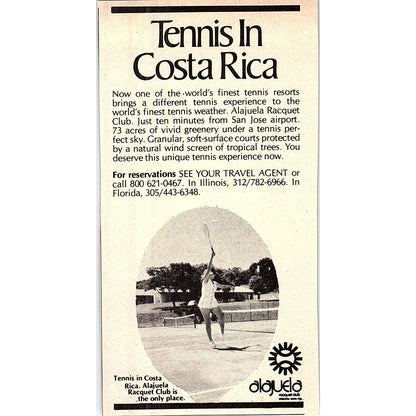 Alajuela Racquet Club Tennis in Costa Rica 1977 Ad AF3-Q2