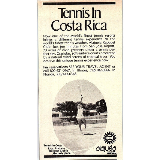 Alajuela Racquet Club Tennis in Costa Rica 1977 Ad AF3-Q2