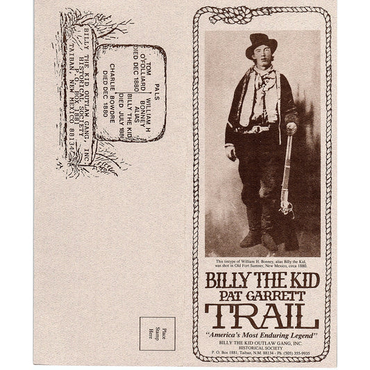 Billy The Kid Pat Garrett Trail Taiban NM Vtg Fold Out Travel Brochure TH2-TB1