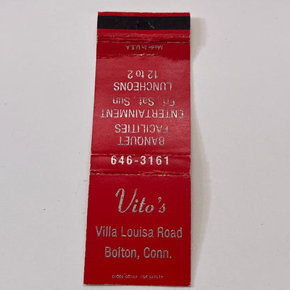 Vito's Villa Louisa Road Bolton CT Vintage Matchbook Cover TB6-MB1-8