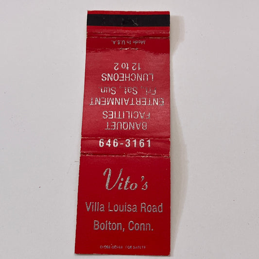 Vito's Villa Louisa Road Bolton CT Vintage Matchbook Cover TB6-MB1-8