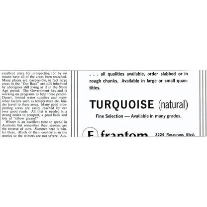 Pala Properties International Fine Mineral Specimens Fallbrook CA 1972 Ad AF8-2