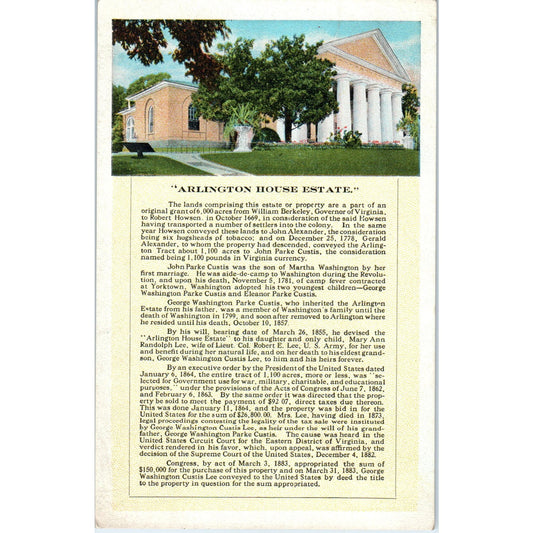 Arlington House Estate Vintage Postcard PD9