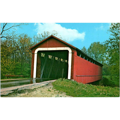 Ceylon Bridge Wabash River Adams County Indiana Covered Bridge Postcard PB13