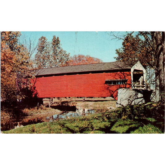 Long Red Covered Bridge In Pennsylvania Dutch Country Postcard PD8