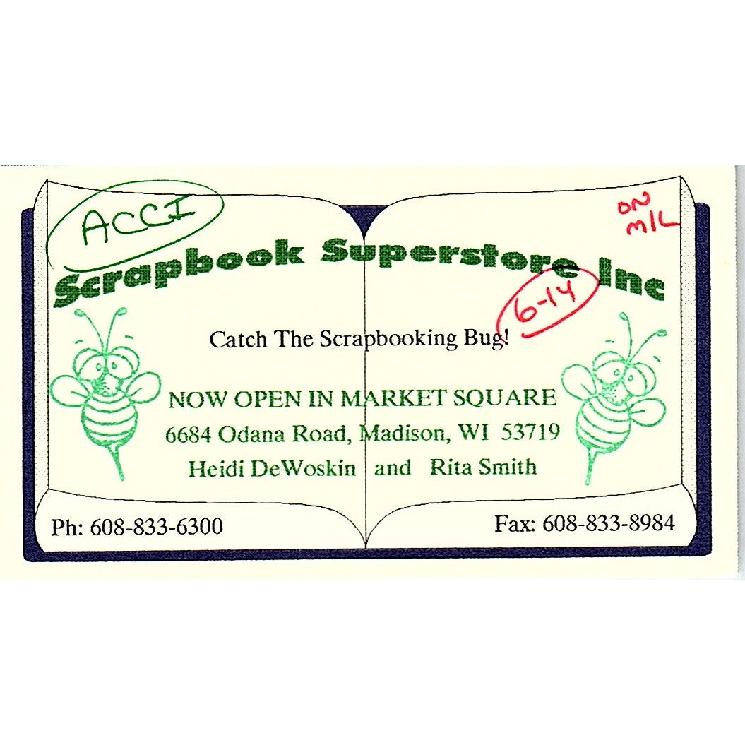Heidi DeWoskin & Rita Smith Scrapbook Superstore Madison WI Business Card SC9-B8