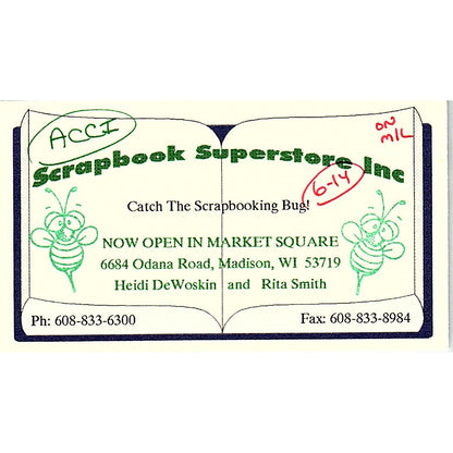 Heidi DeWoskin & Rita Smith Scrapbook Superstore Madison WI Business Card SC9-B8