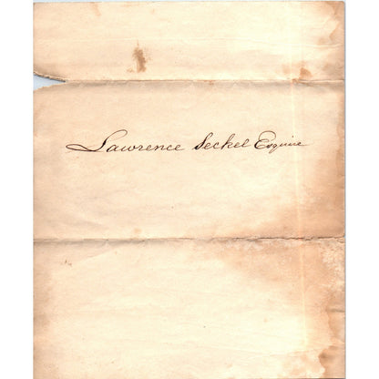 1820 Original Handwritten Letter Philadelphia PA Lawrence Seckel Esq D18