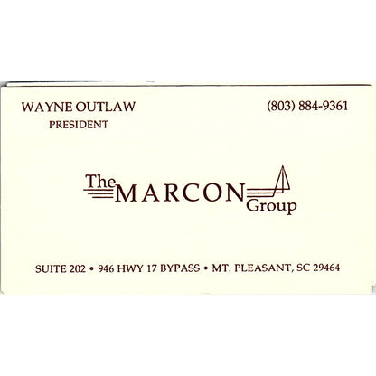 Wayne Outlaw The Macron Group Mt. Pleasant SC Vintage Business Card SC9-B5