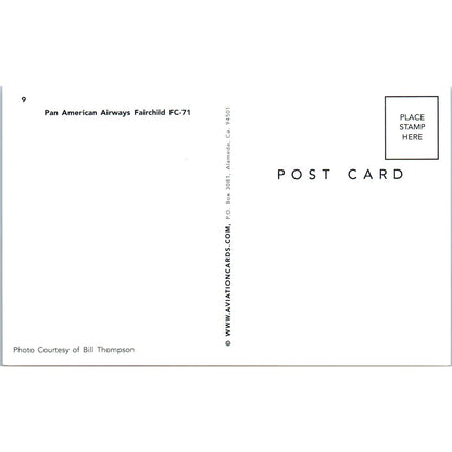 Pan American Airways Fairchild FC-71 Vintage Postcard PC18