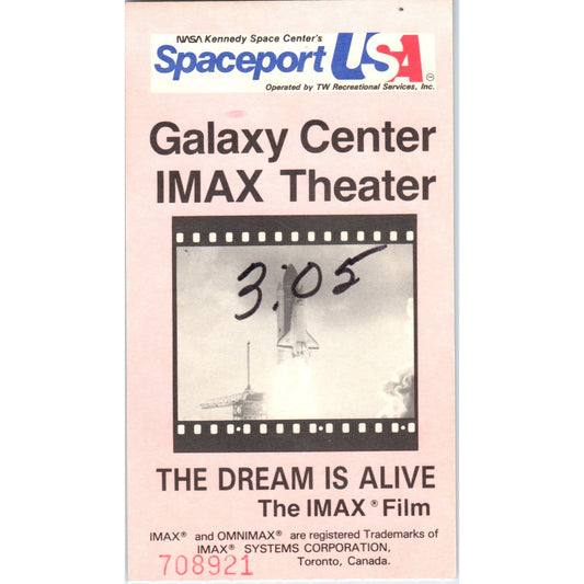 1986 NASA Kennedy Space Center Spaceport Galaxy Center IMAX Theater Stub TF4-BA