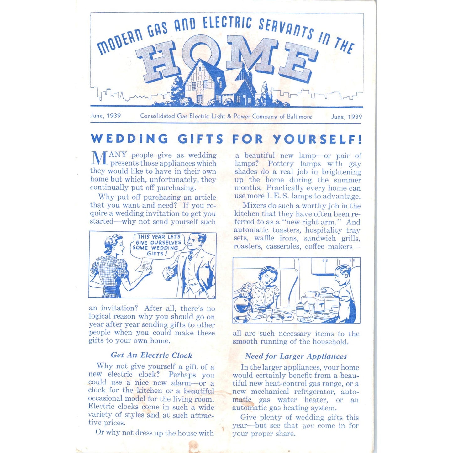 1939 Baltimore Gas & Light Newsletter Gas and Electric Servants in the Home AB9