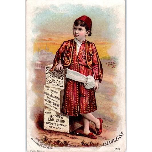 The Little Turk Cherry Malt Phosphates Scott & Brown NY c1880 Trade Card AE2