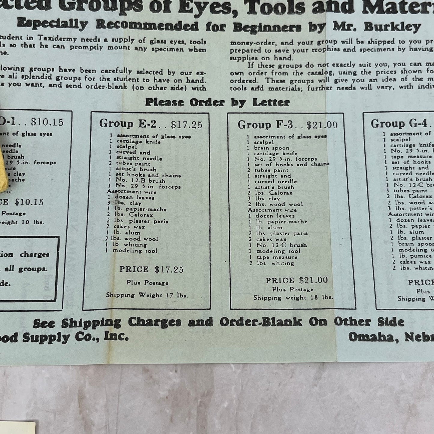 1970s Northwestern School of Taxidermy Omaha Nebraska Ephemera Lot TG8-VW