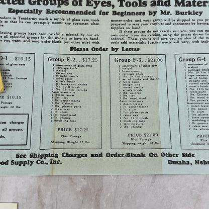 1970s Northwestern School of Taxidermy Omaha Nebraska Ephemera Lot TG8-VW