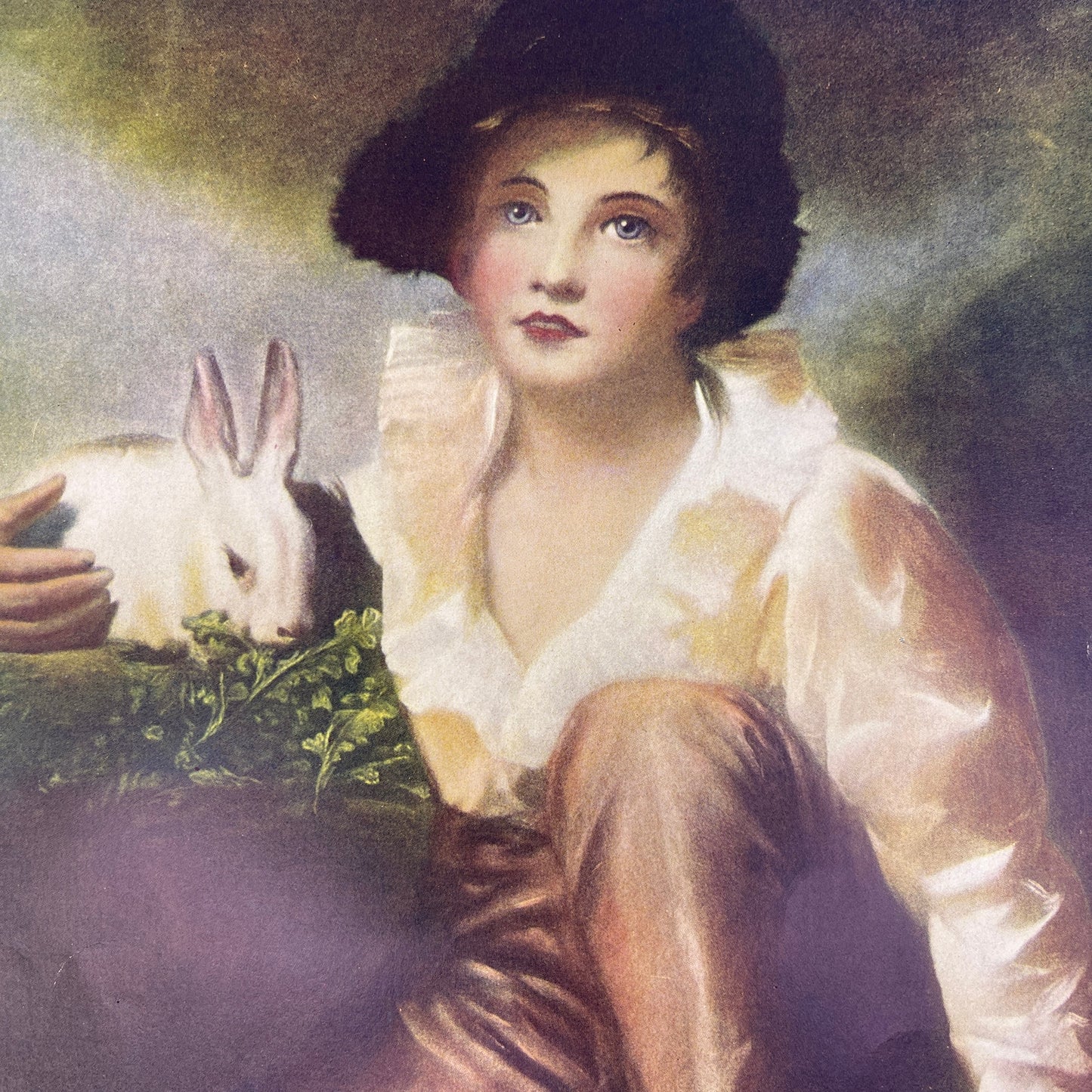 “Boy With Rabbit” Sir Henry Raeburn Vintage Lithograph 9x11.5" Art Print V14-5