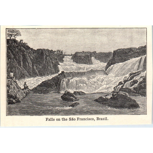 Falls on the São Francisco Brazil 1901 Engraving AF2-O1