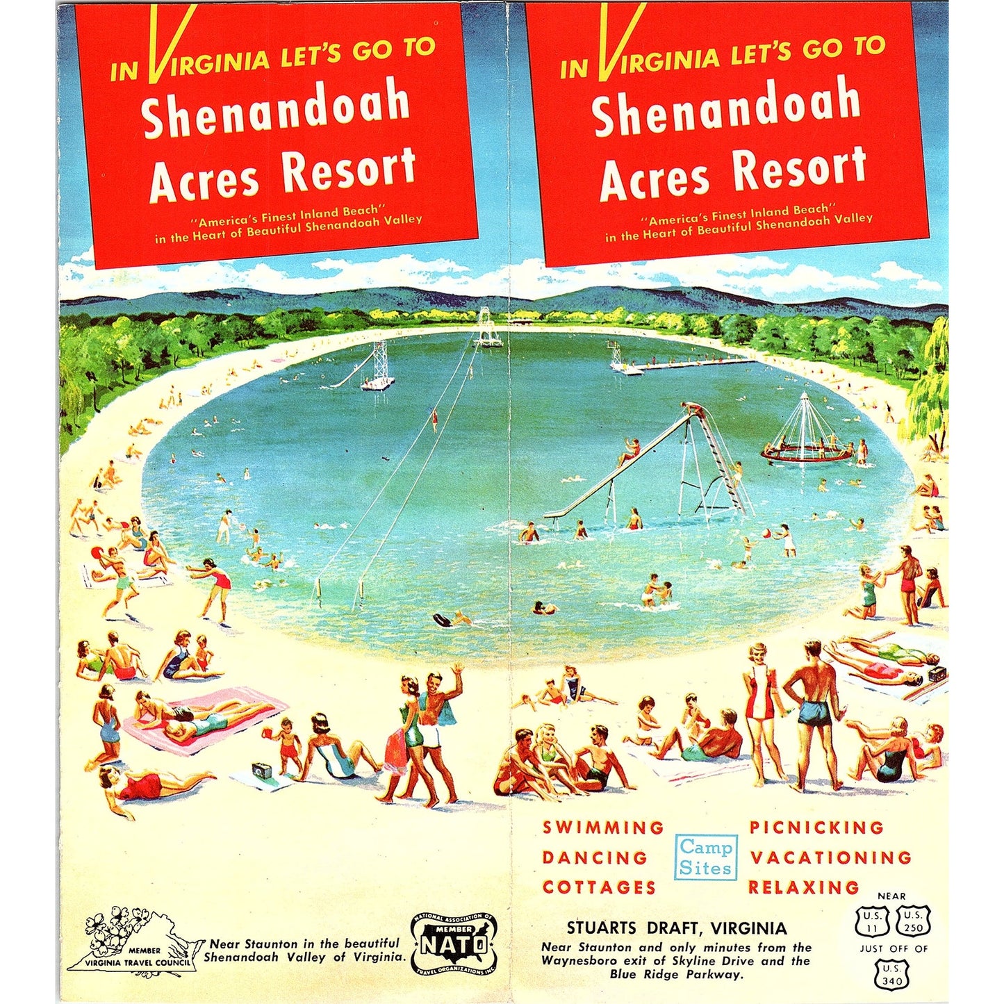 Shenandoah Acres Resort Stuarts Draft VA 1960s Travel Brochure TH2-TB3