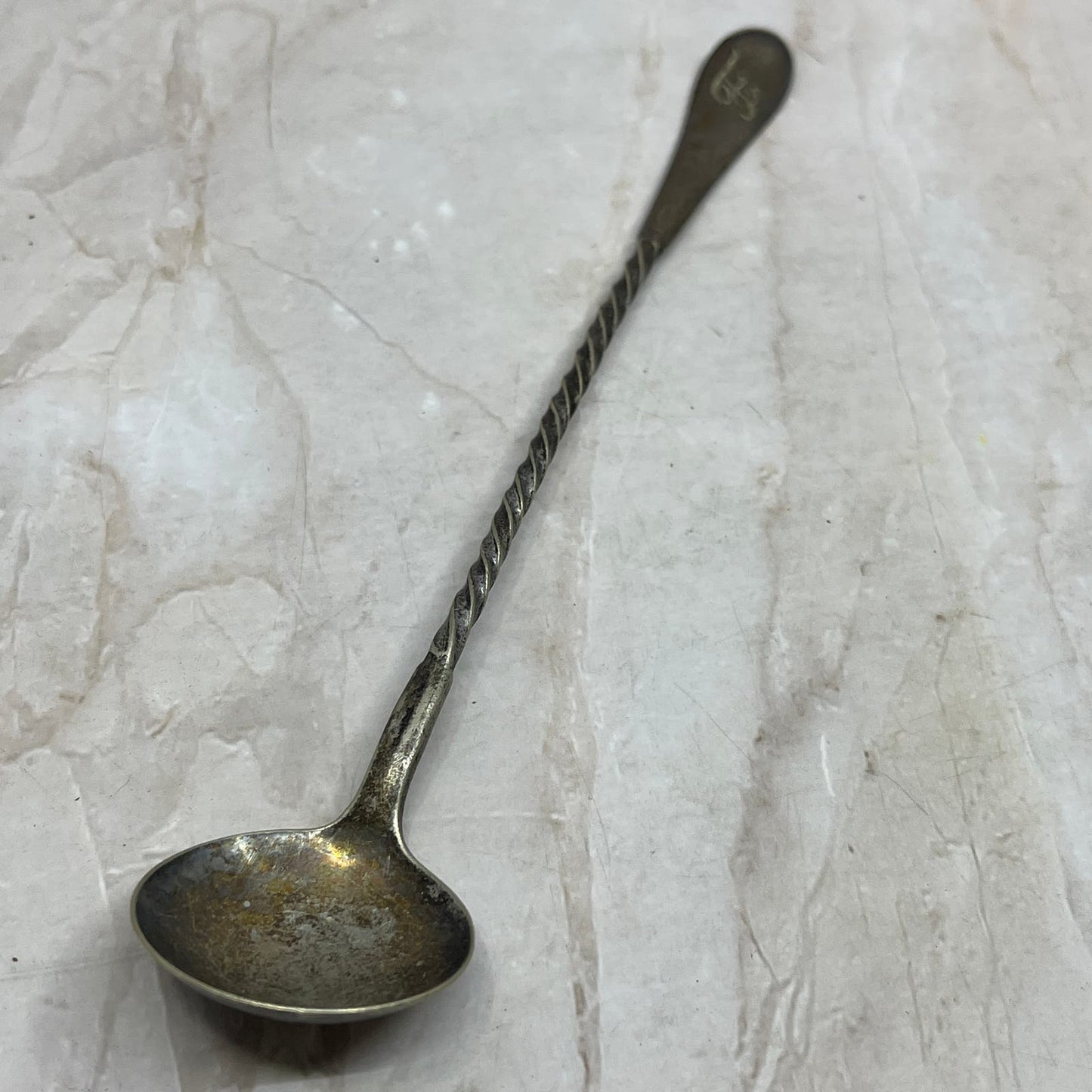 Vintage Long Silver Plate W.R. 1899 Twisted Handle Iced Tea Spoon 8" SB3