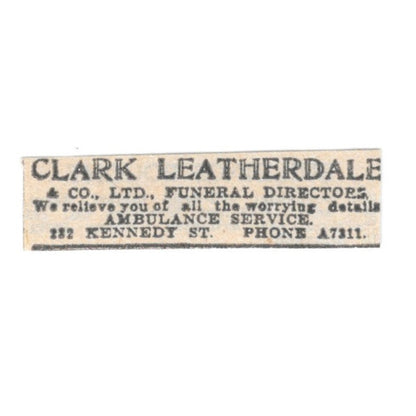 Clark Leatherdale & Co Funeral Directors 232 Kennedy St Winnipeg 1920 Ad AG2-S3