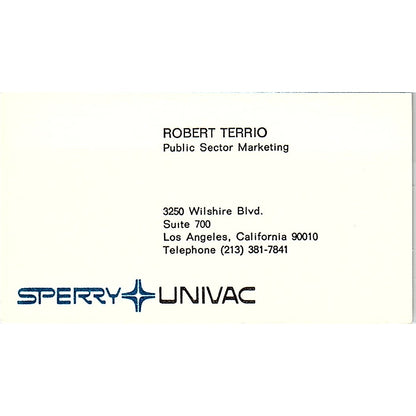 Robert Terrio Sperry Univac Los Angeles CA Vintage Business Card SD9-B2