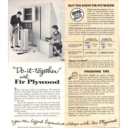 1956 Douglas Fir Plywood Do-It-Together Plans Folder #1 Ideas For Built-Ins D10