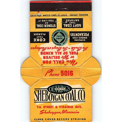 Sheboygan Coal Co Ietking's Cubed Coal WI Vintage Matchbook TB6-MB2-10