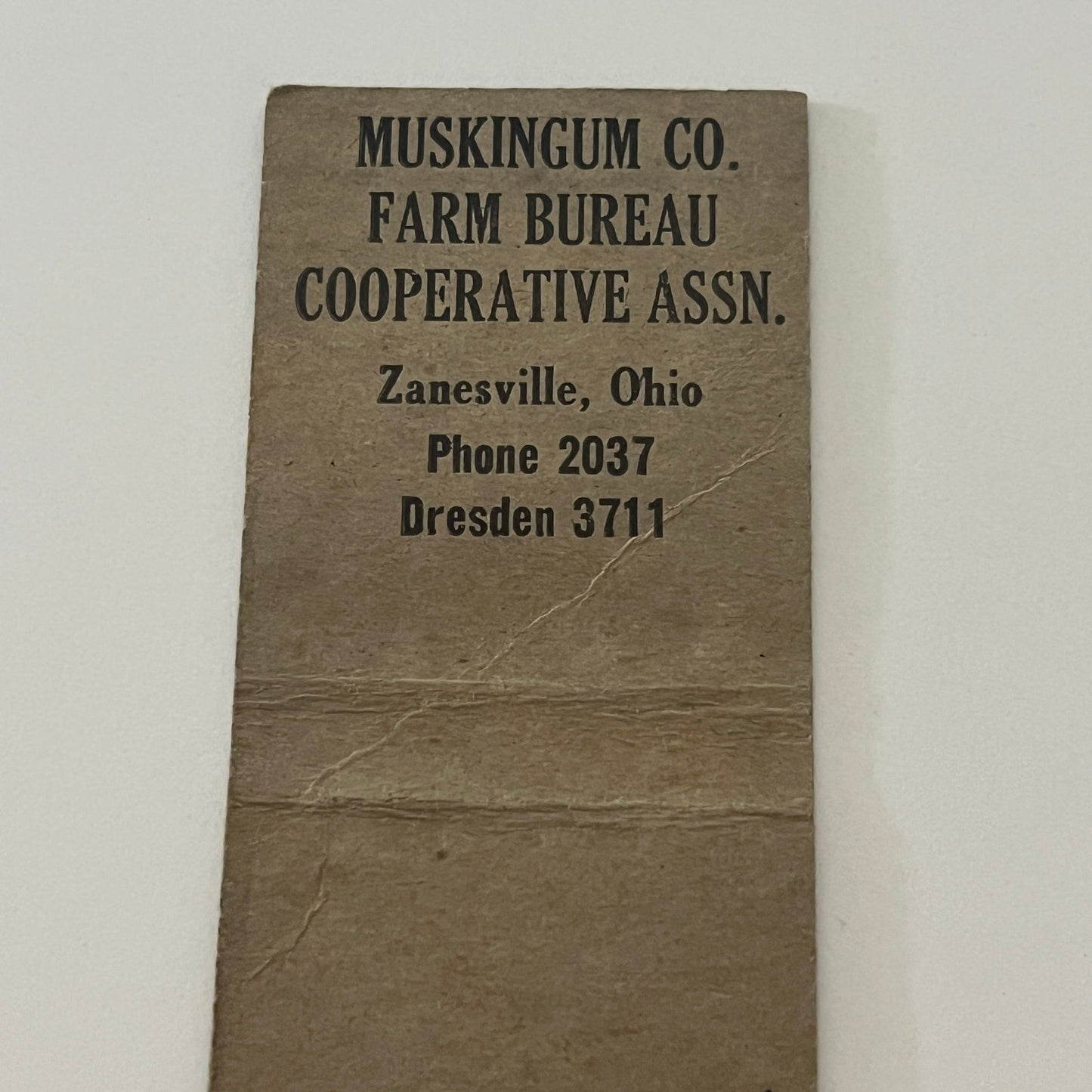 Muskingum Co Farm Bureau Cooperative Zanesville OH Vintage Matchbook TB6-MB2-4