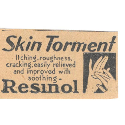 Resinol Skin Torment Relief 1935 Minneapolis Journal Advertisement AE7-H3