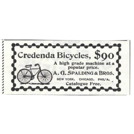 Credenda Bicycles A.G. Spalding & Bros c1890 Victorian Ad AE9-CH2