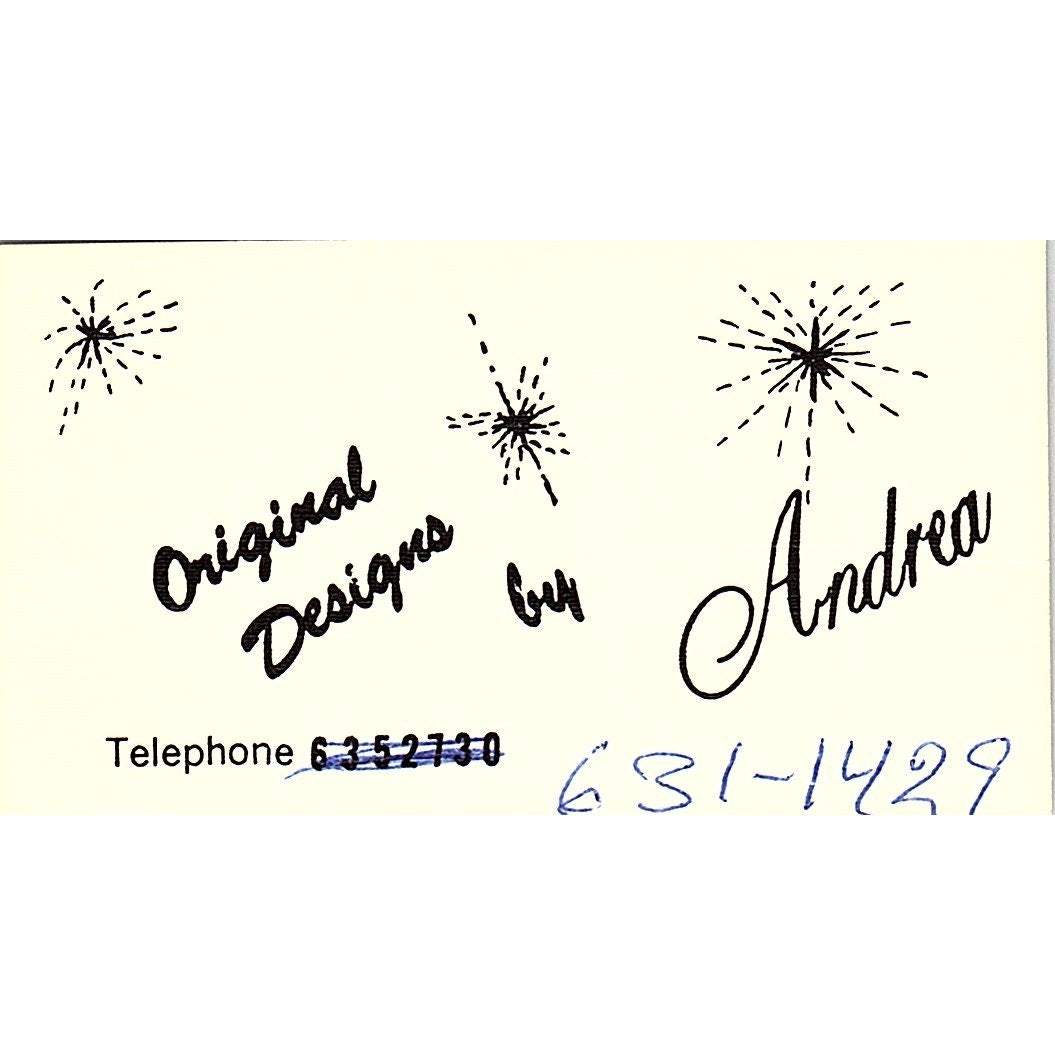 Original Designs by Andrea Long Beach CA Vintage Business Card SE5-B5