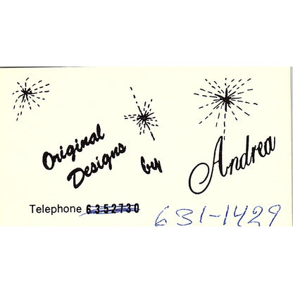 Original Designs by Andrea Long Beach CA Vintage Business Card SE5-B5