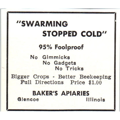 Baker's Apiaries Glencoe Illinois 1961 Magazine Ad AK6-S12