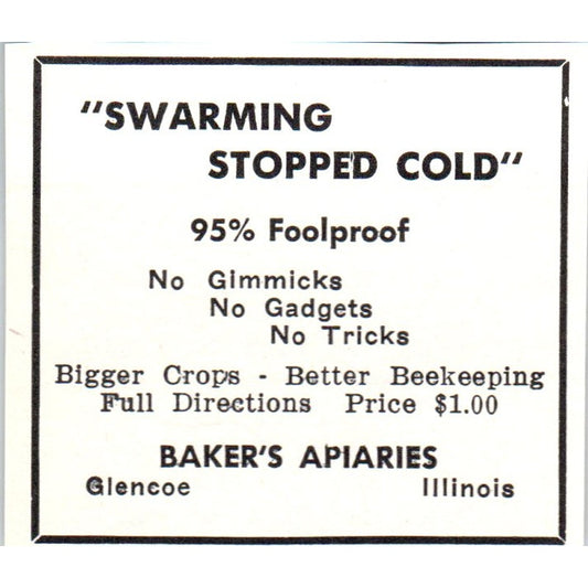 Baker's Apiaries Glencoe Illinois 1961 Magazine Ad AK6-S12